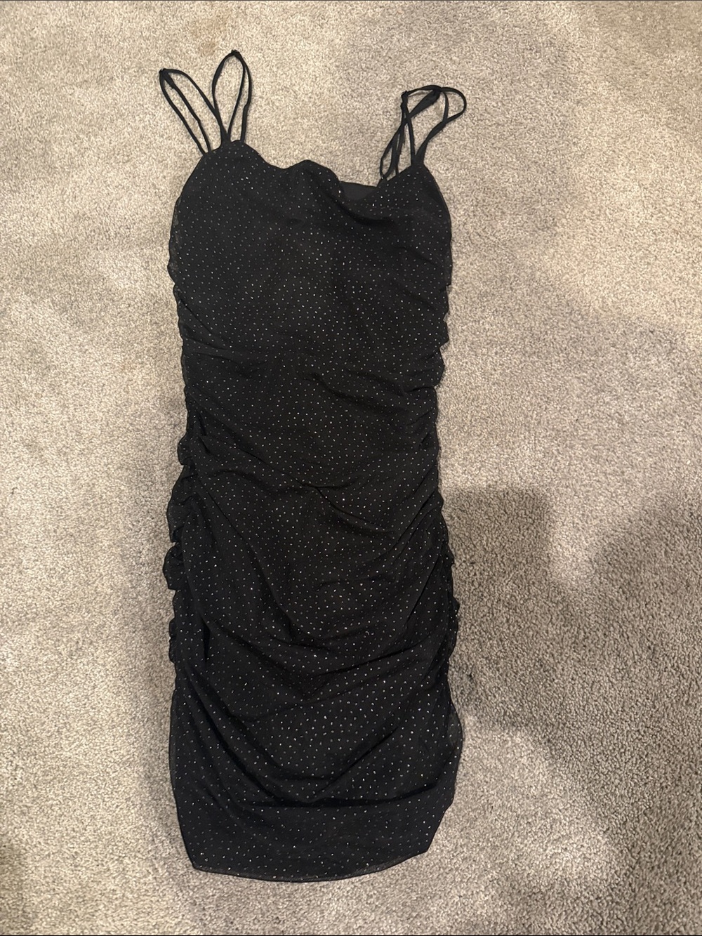 Lucy in the Sky Black Sparkle Ruched Mini Dress